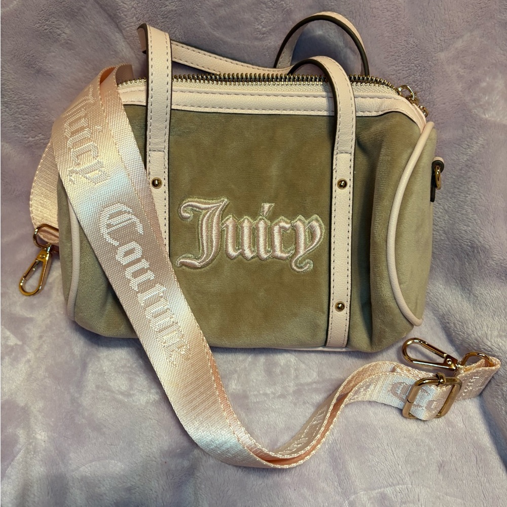 Juicy Couture Tan and Baby Pink Crossbody Barrel Bag